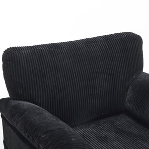 English Elm 33 Inch Oversized Swivel Corduroy Lounge Chair with Plush Chenille Cushioning and Support Springs Black W1829P265018