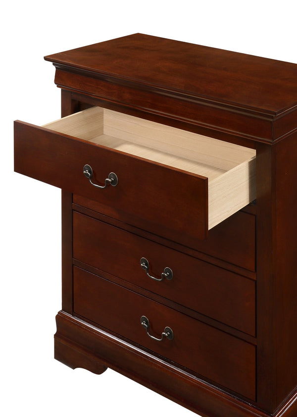 English Elm Louis Elegant 4-Drawer Chest with Carved Bases & English Dovetail Drawers, Tarnish-Resistant Hardware Cherry 22 L x 37 W x 47 H B078108154