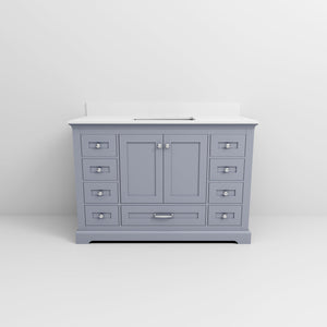 English Elm Dark Grey 48 in Single Bath Vanity with White Quartz Top, Soft-Close Drawers, Solid Wood Storage B2731P258215
