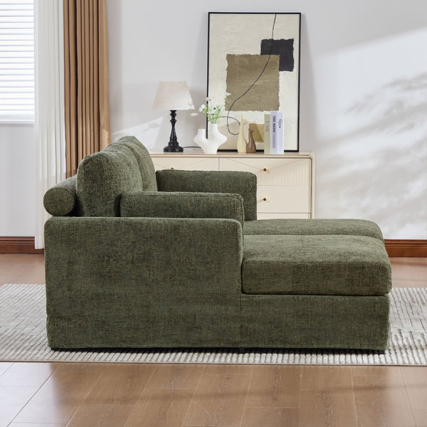 English Elm 63.39" Chenille Convertible Sofa Bed with Pocketed Spring Cushions for Modern Living Spaces Green W3189S00030