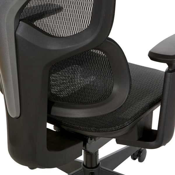 OSP Home Furnishings Mesh Back Ergonomic Manager Chair with Lumbar Support Headrest and Synchro Tilt System 71142MHR-3