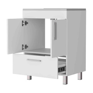 English Elm Othello White Single Bathroom Vanity with Drawer & Double Door Cabinet, 29.5" Top, Four Legs B128S00072