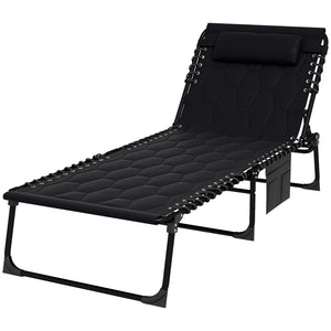 English Elm Outsunny Folding Chaise Lounge Chair - 5-Level Recline, Padded Comfort, Portable Design For Outdoor Relaxation W2225P200623-GIGA