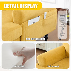 English Elm Modern Chenille Recliner Chaise Lounge Sofa Chair with High-Resilience Foam, Wide Seat, 550lb Capacity Mustard yellow W395P371336