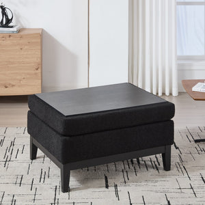 English Elm 33.86"W Upholstered Storage Ottoman With Reversible Lid – Versatile Coffee Table & Footrest In Black Boucle W3118P283466
