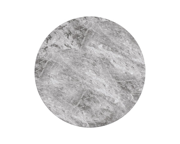 Sunpan Elmira Elegant Round Side Table with Grey Faux Marble Finish for Chic Indoor & Outdoor Spaces