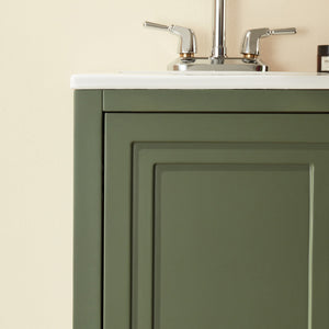 English Elm Fully 18" Freestanding Single Bathroom Vanity with Waterproof 5-Layer Paint, Open Back and Dual Handles Green W1826P351747