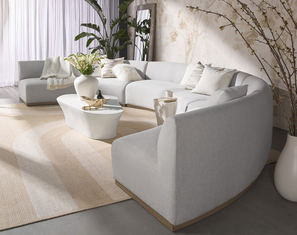 Sunpan DERBY Hand-Woven Rug in Sand & Cream - Elegant Crescent Design for Indoor & Outdoor Spaces, 10' x 14' 109332