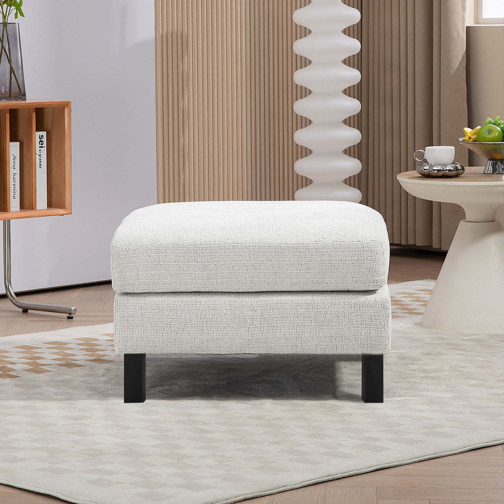 English Elm Homcom Modular Ottoman For Customizable Sectional Sofa, Soft Cream White Upholstery, Durable Design W2225P229502