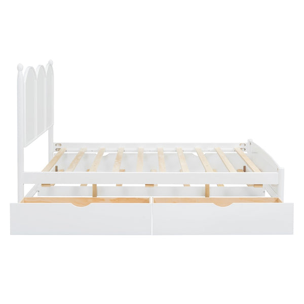 English Elm Queen Size Platform Bed With Twin Xl Trundle, 2 Storage Drawers, Elegant Design For Space-Saving N820S00025K-GIGA