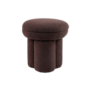 English Elm Contemporary Plush Pleated Round Ottoman Stool with Gold Trim Base, Velvet-Like Accent Seat for Living Room Brown 18 L x 18 W x 20 H B2741P388380