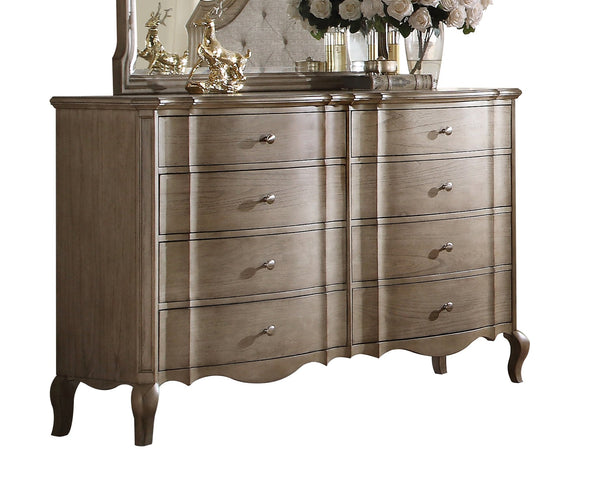 English Elm Chelmsford Antique Finish Dresser with 8 Smooth-Glide Drawers, Felt-Lined Top & Classic Cabriole Legs taupe 67 L x 22 W x 44 H B2726P261253