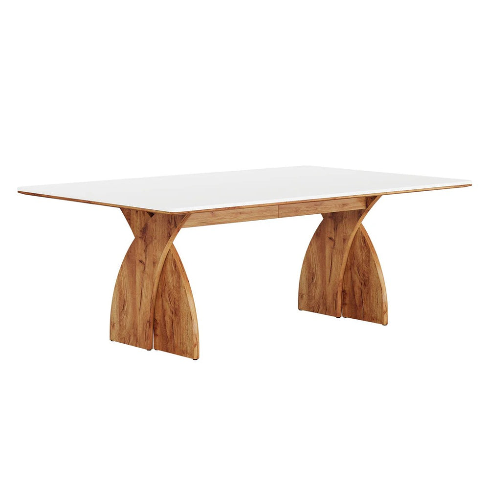 English Elm Computer Desk Dining Table with White Top Vintage Brown Legs Modern Farmhouse Style T3971P463289