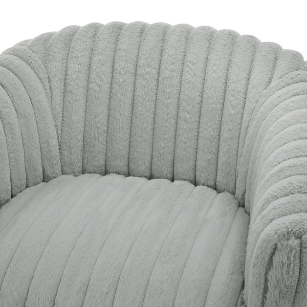 English Elm Alexa Ultra Plush Swivel Barrel Chair in Grey Wide Wale Cord-Like Fabric, Coil Spring Comfort, No Assembly Needed B050P390588
