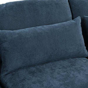 English Elm U_style Modular U-shaped Sectional Sofa Six Seat Linen Fabric with Storage Ottomans Dark Blue WY000491AAC