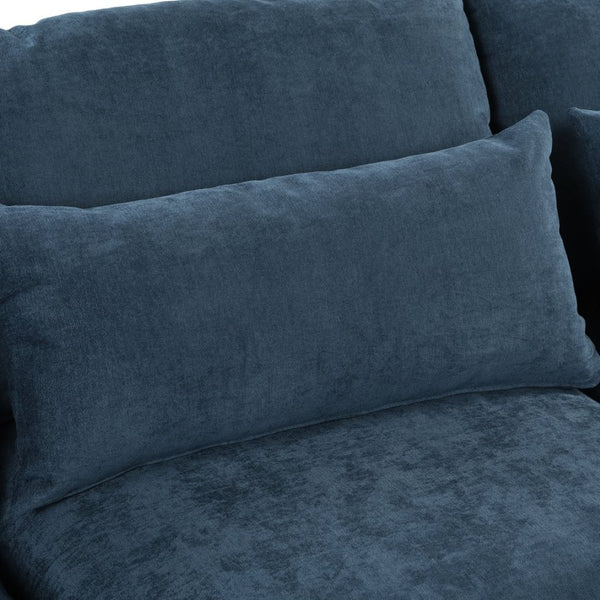 English Elm U_style Modular U-shaped Sectional Sofa Six Seat Linen Fabric with Storage Ottomans Dark Blue WY000491AAC