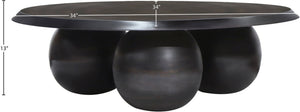 Meridian Furniture Globus Sculptural Iron Round Coffee Table with Triple Sphere Base for Modern Living Rooms Black 225Black-CT