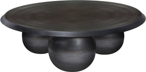 Meridian Furniture Globus Sculptural Iron Round Coffee Table with Triple Sphere Base for Modern Living Rooms Black 225Black-CT