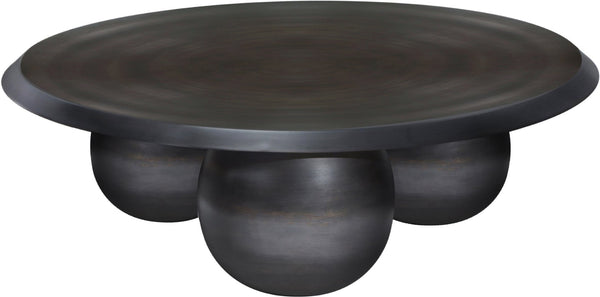 Meridian Furniture Globus Sculptural Iron Round Coffee Table with Triple Sphere Base for Modern Living Rooms Black 225Black-CT