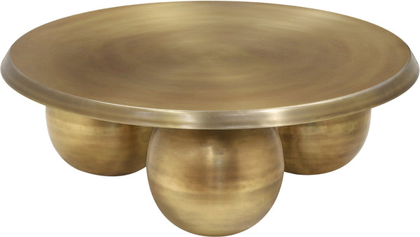 Meridian Furniture Globus Sculptural Iron Round Coffee Table with Triple Sphere Base for Modern Living Rooms Gold 225Gold-CT