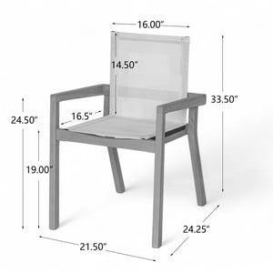 English Elm Christopher Knight Home® - BELFAST Teak Frame Outdoor Dining Chairs Set of 2 — Beige Mesh Comfort, Durable Weather-Resistant Design N762P240699A