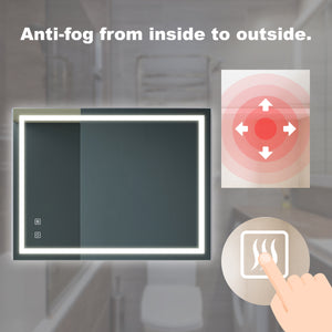 English Elm 32x24inch LED Vanity Mirror with Anti-Fog, Dimmable Touch & Wall Switch, CRI95, IP54, 3000-6000K W1992P210431