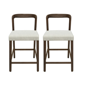 English Elm Christopher Knight Home® - Solid Rubber Wood Counter Stools Set Of 2 - Walnut Finish With Beige Upholstery For Modern Comfort N771P292086T