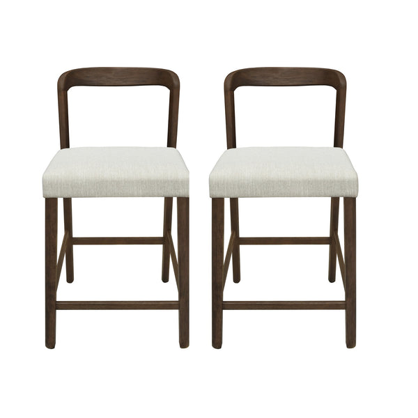 English Elm Christopher Knight Home® - Solid Rubber Wood Counter Stools Set Of 2 - Walnut Finish With Beige Upholstery For Modern Comfort N771P292086T