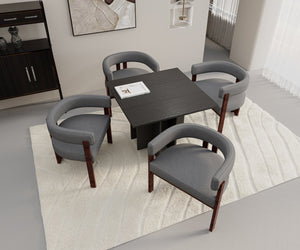 English Elm Modern Chenille Barrel Dining Chair with Padded Foam Seat, Sturdy Metal Legs, 300lb Capacity, Versatile Accent Gray W395P233456