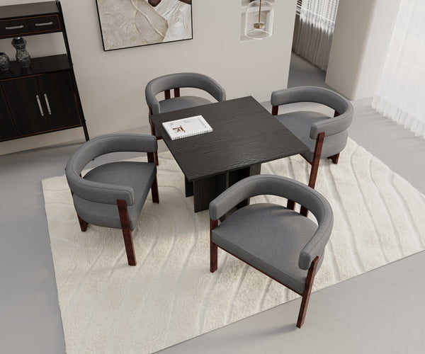 English Elm Modern Chenille Barrel Dining Chair with Metal Base, Plush Foam Seat, Compact Accent Seat for Home Gray W395P233456