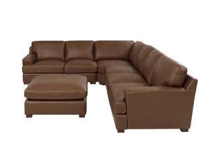 English Elm Leather Match Modular Sectional with Top-grain Upholstery and Flexible Open Plan Seating Dark Brown B2748S00028