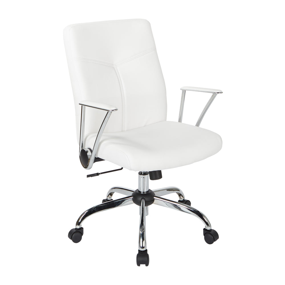 OSP Home Furnishings Faux Leather Chair White