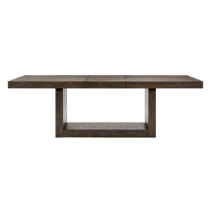 English Elm Contemporary Acacia Veneer Extension Dining Table Seats 8 with Pedestal Base B011S01601