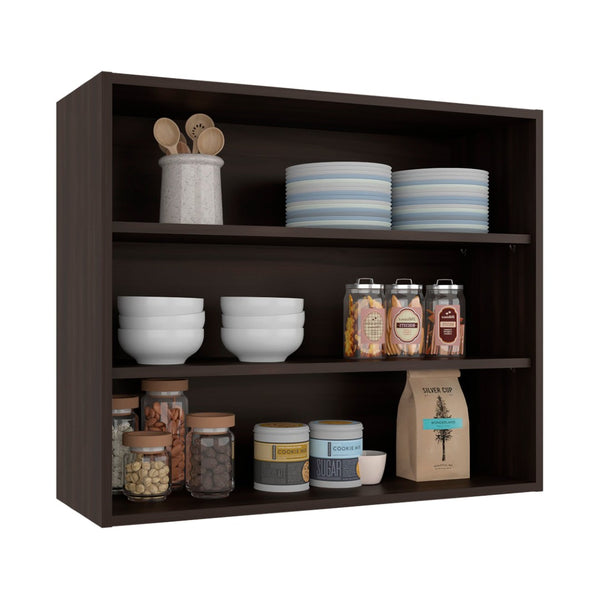 English Elm Natural Oak Wall Mounted Open Shelf Cabinet for Modern Kitchen or Pantry Storage B062P483757