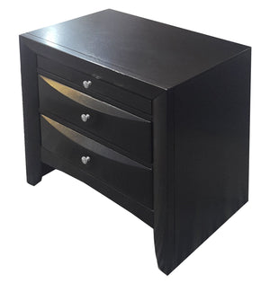 English Elm Black 2-Drawer Nightstand with Tray — Elegant Okume Veneer Bedside Storage, Durable Top, Classic Design B062P209405