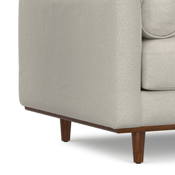 English Elm Morrison Sculptural Mid-century Armchair with Rubberwood Legs and Performance Fabric Cream White B136P420740