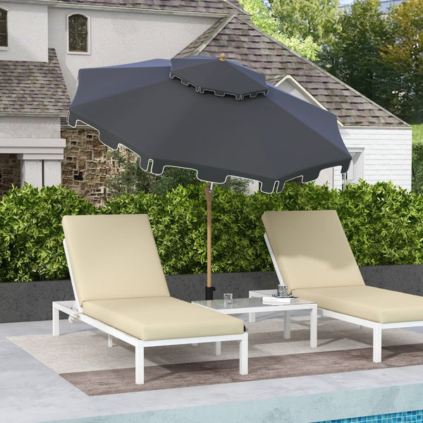 English Elm Outsunny 9' Patio Umbrella With Tilt Crank, Double-Top Vented Canopy For Ultimate Outdoor Comfort W2225P217593-GIGA
