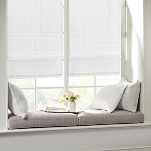 English Elm Basketweave Roman Shade with Thermal Foam Backing for Energy Efficiency, Cordless Easy Operation and Privacy White 11.42 L x 5.38 W x 7.48 H B035129705