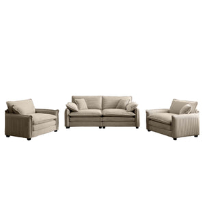 English Elm Luxurious Corduroy Sofa Set With Soft Cushions, Ideal For Living Rooms, Clubs, And Home Theaters W714S00705