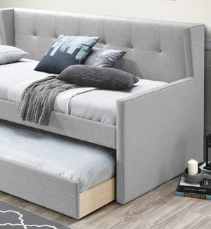 English Elm Contemporary Button Tufted Burlap Upholstered Daybed for Guest Room or Home Office B011S02044