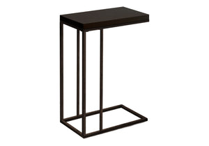 English Elm Accent C-Shaped Side Table with Thick Tempered Glass Top and Sturdy Metal Base for Living Rooms and Offices Espresso 26 L x 13 W x 5 H B2710P219183