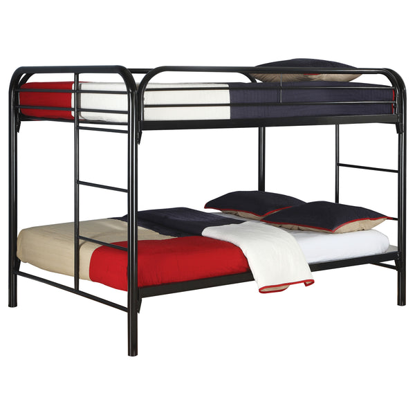 English Elm Clementine Black Metal Full-Over-Full Bunk Bed with Ladder — Sleek Glossy Tubing, Sturdy & Stylish B062P340724