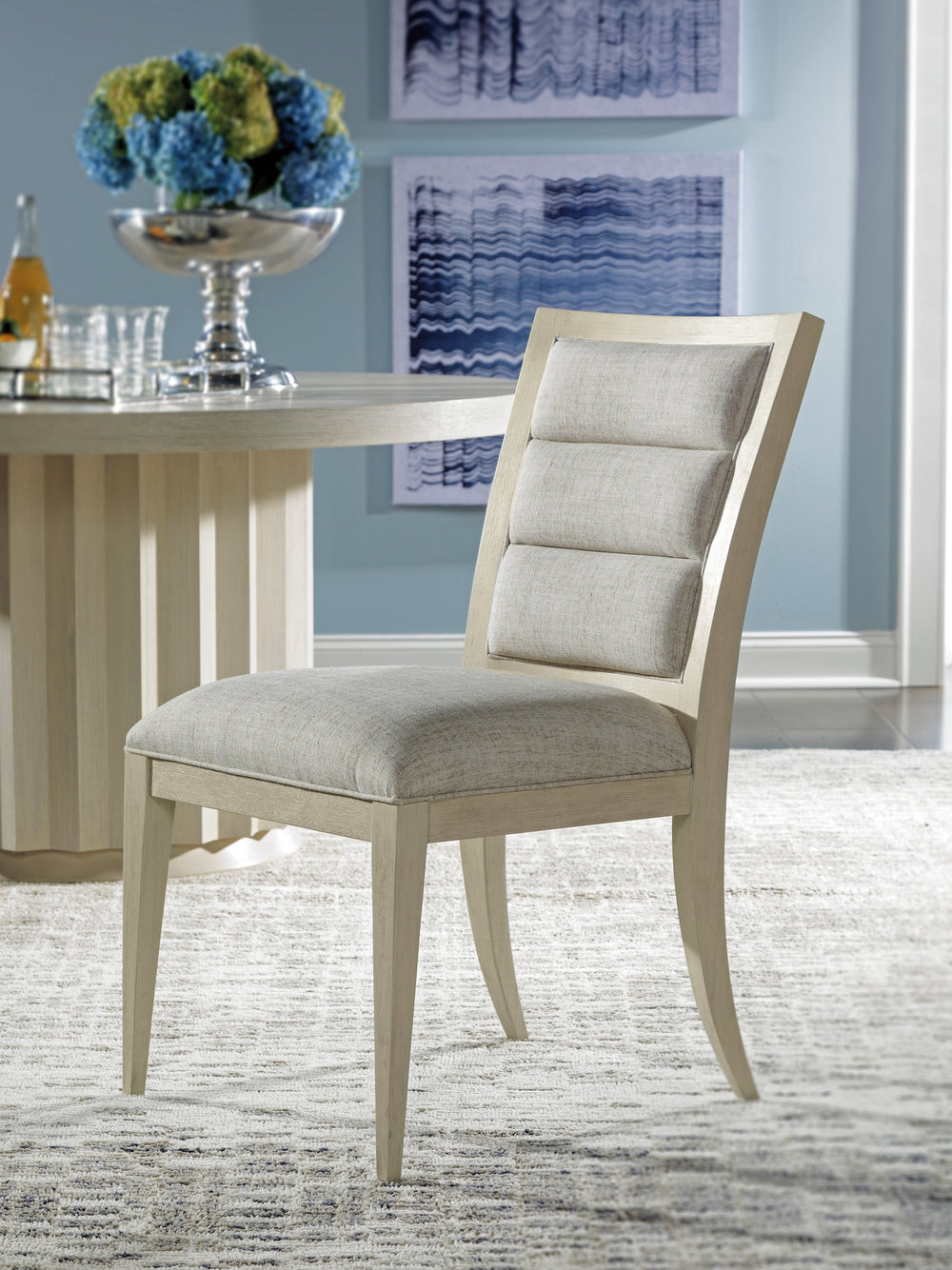 Lexington Artistica Home Stella Side Chair - Elegant Mid-century Design In Cerused White Gray With Soft Performance Fabric Antiqued White Wood 2262-880-01