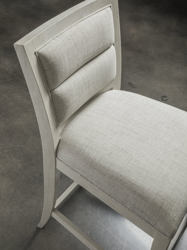 Lexington Artistica Home Stella Stylish Mid-century Bar Stool With Cerused White Gray Finish And Soft Linen Weave Upholstery Antiqued White Wood 2262-895-01
