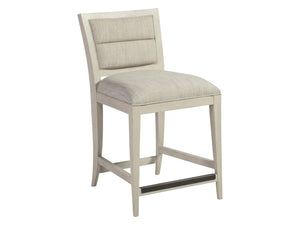 Lexington Artistica Home Stella Stylish Mid-century Bar Stool With Cerused White Gray Finish And Soft Linen Weave Upholstery Antiqued White Wood 2262-895-01