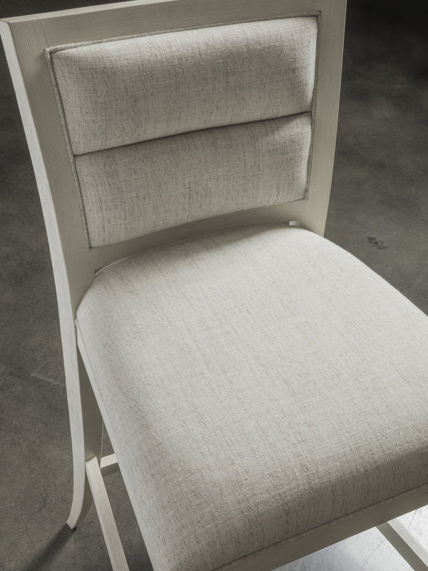 Lexington Artistica Home Stella Stylish Mid-century Bar Stool With Cerused White Gray Finish And Soft Linen Weave Upholstery Antiqued White Wood 2262-896-01