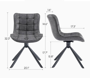 English Elm Mid-Century Modern Swivel Dining Chair Set Of 2 - Adjustable Height, Tufted Faux Leather Accent Chairs T3903P405995