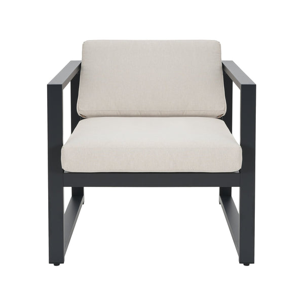 English Elm Christopher Knight Home® - NAVAN Aluminum 4-Piece Chat Set with Beige Olefin Cushions, Black Finish, Comfortable Outdoor Seating N775P243378B