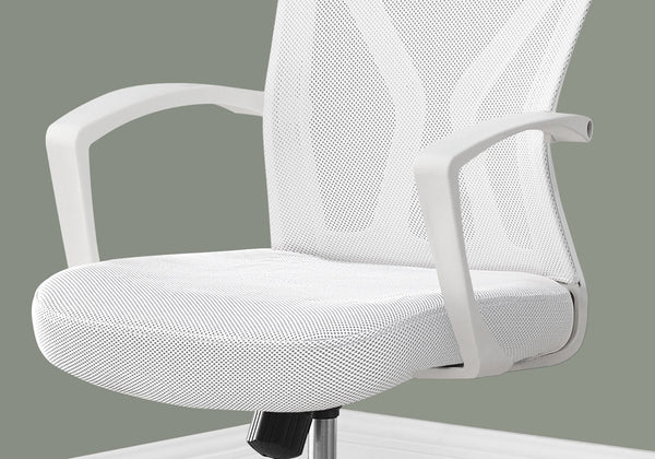 English Elm Office Chair - Ergonomic Adjustable Height Mid-Back Design With White Mesh & Chrome Base For Comfort B2710P219780