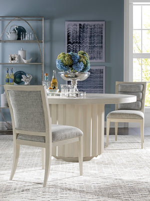 Lexington Artistica Home Sarto Dining Table - Stunning Cerused White Grey Finish With Unique Sunburst Top And Scalloped Base Light Gray Wood 2266-870c